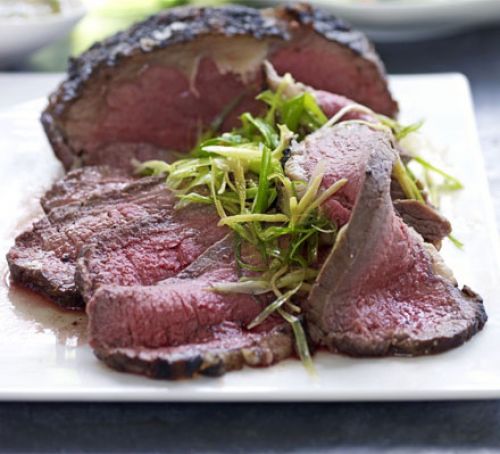 Roast beef sirloin with simple Asian sauce