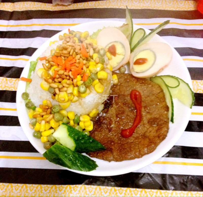 松仁玉米牛排的做法